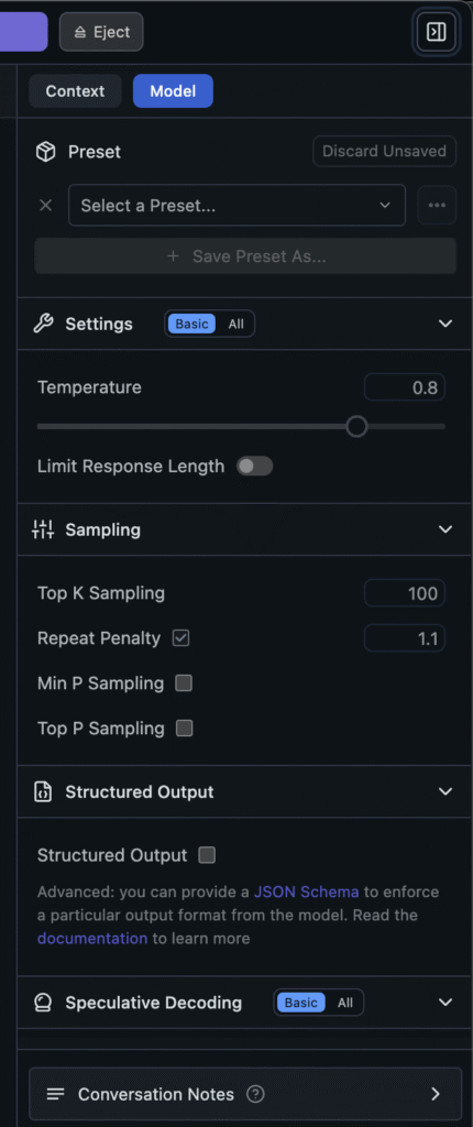 Deepseek Model settings on lm studio