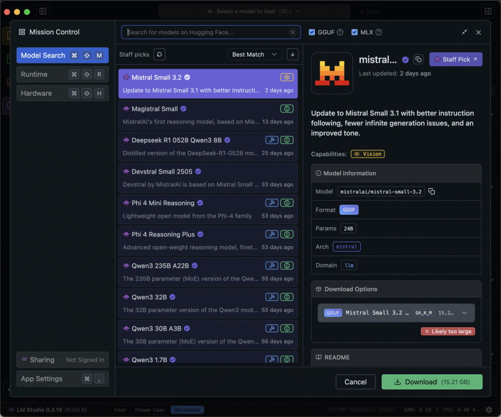 Search Models in LM Studio